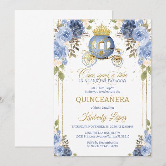 Quinceanera  Cinderella Princess Carriage  招待状 (正面/裏面)