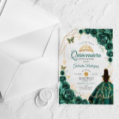 Quinceanera Emerald Green Dress Gold アクリル招待状