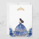 Quinceanera Floral Blue Gold Invitation 招待状 (裏面)