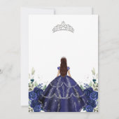 Quinceanera Floral Blue Silver Invitation 招待状 (裏面)