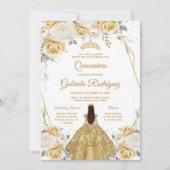Quinceanera Floral Gold Invitation 招待状 (正面)