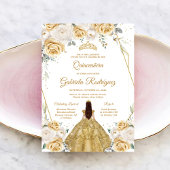 Quinceanera Floral Gold Invitation 招待状