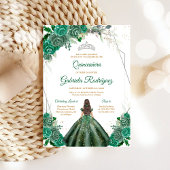 Quinceanera Floral Green Silver Invitation 招待状