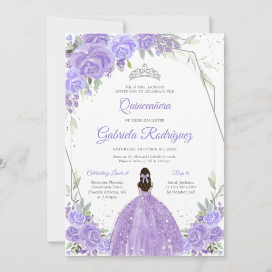 Quinceanera Floral Invitation 招待状 (正面)