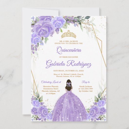 Quinceanera Floral Invitation 招待状 (正面)