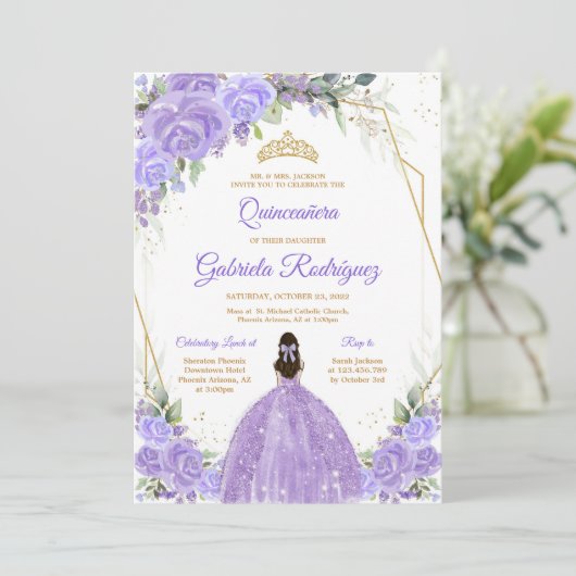 Quinceanera Floral Invitation 招待状 (スタンド正面)