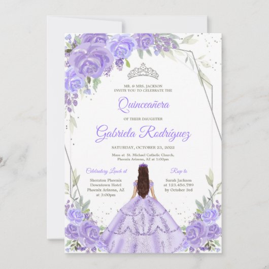 Quinceanera Floral Invitation 招待状 (正面)