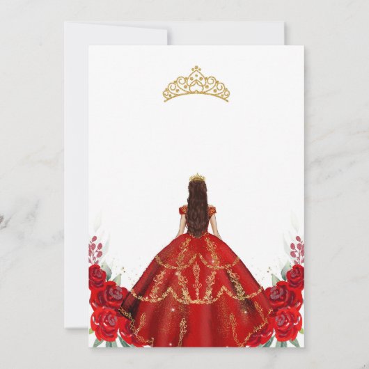 Quinceanera Floral Red Gold Invitation 招待状 (裏面)