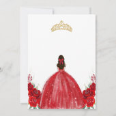 Quinceanera Floral Red Rose Gold Invitation 招待状 (裏面)