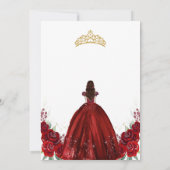 Quinceanera Floral Red Rose Gold Invitation 招待状 (裏面)