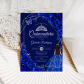 Quinceanera Floral Royal Blue Silver Dress 招待状