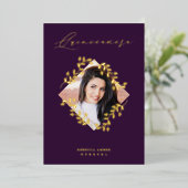 Quinceañera Golden Diamond Wildflowers Photo 箔招待状 (立ち正面)