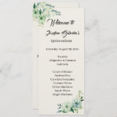 Quinceanera green floral double side program card  プログラム (正面/裏面)