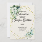 Quinceañera Green floral Invitation 招待状 (正面)