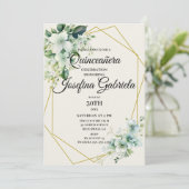 Quinceañera Green floral Invitation 招待状 (スタンド正面)