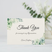 Quinceanera green floral Thank You Card サンキューカード (スタンド正面)