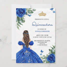 Quinceanera Invitation  a girl wearing blue gown 招待状