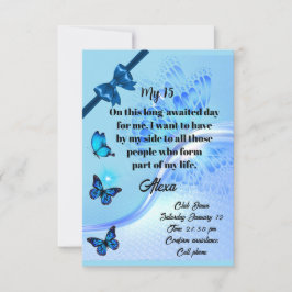 Quinceanera invitation digital butterfly blue 招待状