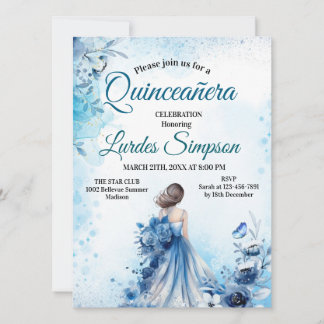 Quinceañera invitation Elegant Blue 招待状