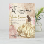  Quinceañera invitation Elegant Gold Rose 招待状 (スタンド正面)