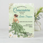  Quinceañera invitation Elegant Green 招待状 (スタンド正面)