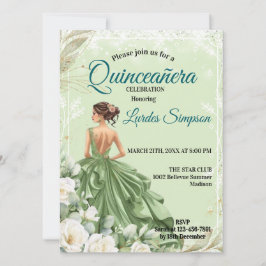  Quinceañera invitation Elegant Green 招待状