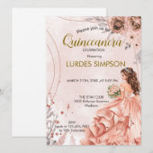 Quinceañera invitation Floral Rose 招待状 (正面/裏面)