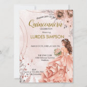 Quinceañera invitation Floral Rose 招待状 (正面)