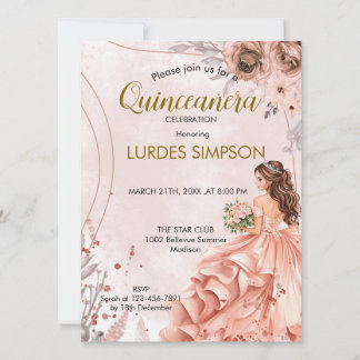 Quinceañera invitation Floral Rose 招待状
