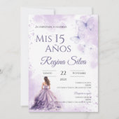 Quinceañera Invitation for Purple Flowers 招待状 (正面)