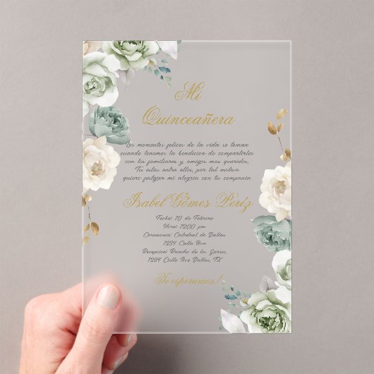 Quinceanera invitation in Spanish アクリル招待状 (インサイチュ (ポータブル))