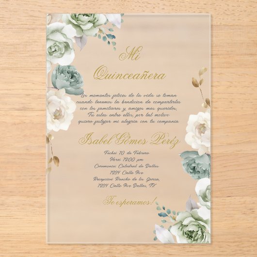 Quinceanera invitation in Spanish アクリル招待状 (正面)