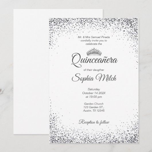 Quinceanera Invitation Minimalist 招待状 (正面/裏面)