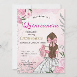  Quinceañera invitation Pink  招待状