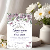 Quinceañera Invitation – Purple Floral & Butterfly 招待状