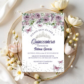 Quinceañera Invitation – Purple Floral & Butterfly 招待状