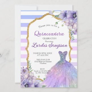 Quinceañera invitation shades of Purple 招待状