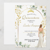  Quinceañera invitation White Floral  招待状 (正面/裏面)