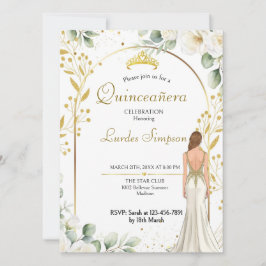  Quinceañera invitation White Floral  招待状