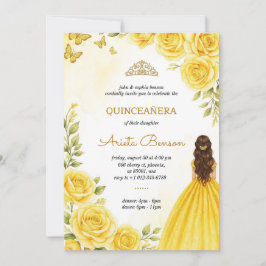 Quinceañera invitation with elegant yellow roses  招待状