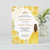 Quinceañera invitation with elegant yellow roses 招待状 (スタンド正面)
