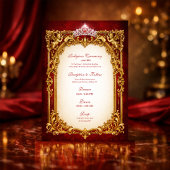 Quinceañera Invitations Red & Gold Royal Ball Gown 招待状