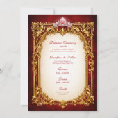 Quinceañera Invitations Red & Gold Royal Ball Gown 招待状 (裏面)