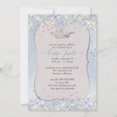 Quinceanera Iridescent Confetti+Princess Crown 招待状 (裏面)