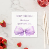 Quinceanera lavender bow スタンダードカクテルナプキン (インサイチュ)