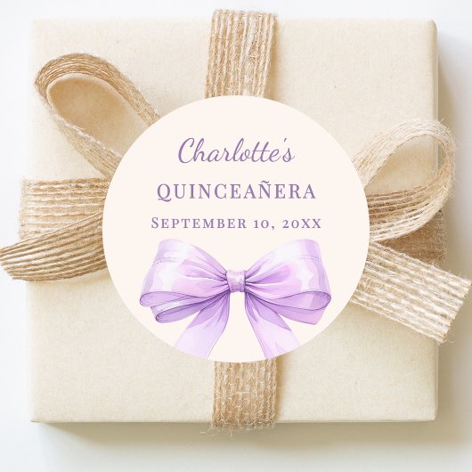 Quinceanera lavender bow ivory ラウンドシール