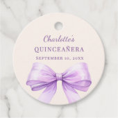 Quinceanera lavender bow ivory DIY write by hand フェイバータグ (正面)