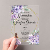 Quinceanera Lavender floral  アクリル招待状 (インサイチュ (ポータブル))