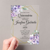 Quinceanera Lavender floral  アクリル招待状 (インサイチュ (ポータブル))