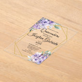 Quinceanera Lavender floral  アクリル招待状 (レイダウン)